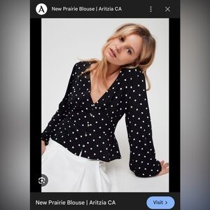 Wilfred Black Blouse with White Polka Dots